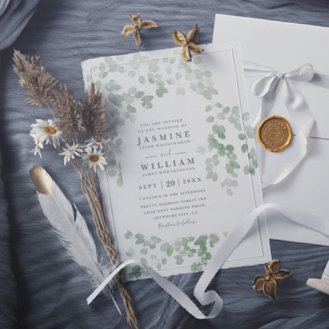 Eucalyptus Greenery Rustic Elegant Modern Wedding Invitation (Creator Uploaded)
