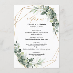 Eucalyptus Greenery Rustic Geometric Wedding Menu