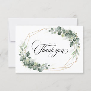 Eucalyptus Greenery Rustic Geometric Wedding Thank Thank You Card