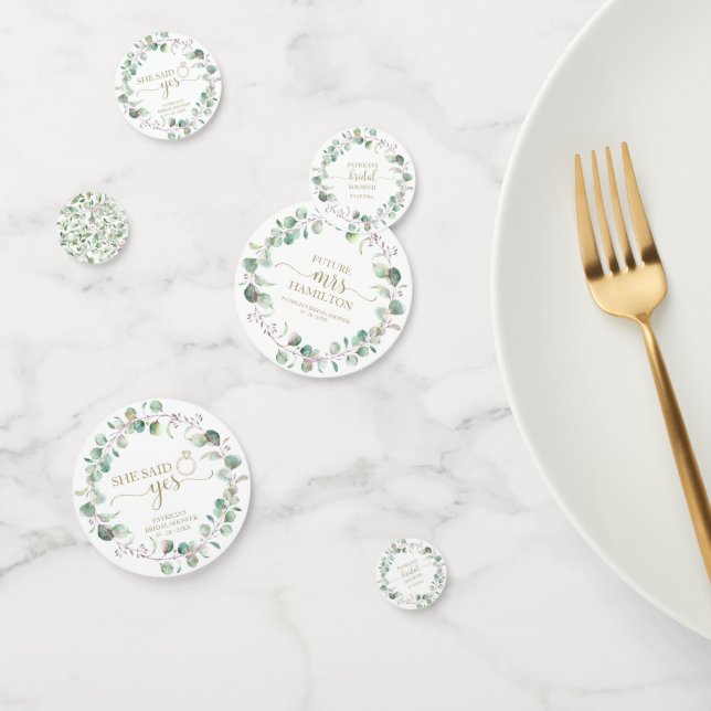 Eucalyptus Greenery Sage Bridal Shower Confetti (Group)
