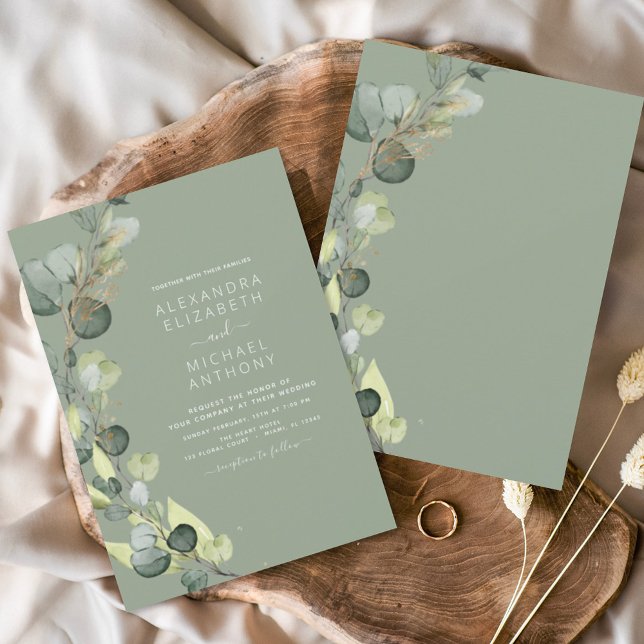 Eucalyptus Greenery Sage Green Elegant Wedding Invitation (Creator Uploaded)
