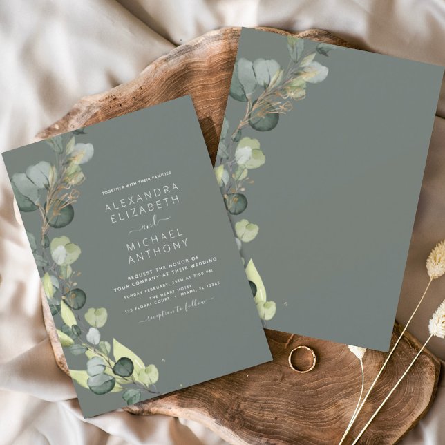 Eucalyptus Greenery Sage Green Elegant Wedding Invitation (Creator Uploaded)