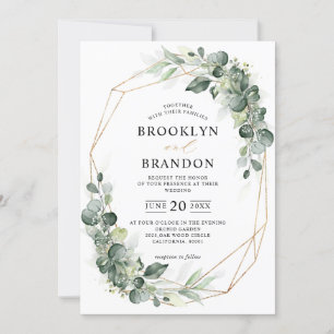 Eucalyptus Greenery Sage Rustic Geometric Wedding Invitation