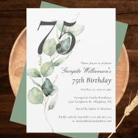 Eucalyptus Greenery Script 75th Birthday