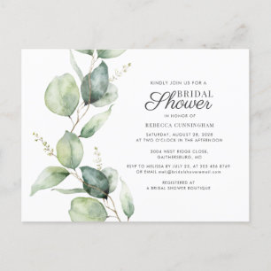 Eucalyptus Greenery Script Bridal Shower Invitation Postcard