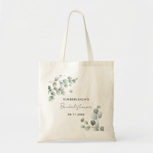Eucalyptus Greenery Script Bridal Shower Tote Bag