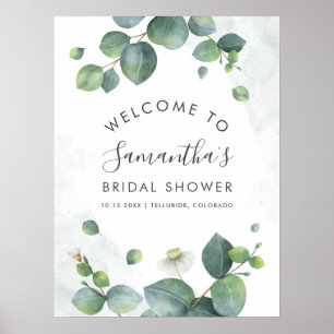 Eucalyptus Greenery Script Name Bridal Shower Poster
