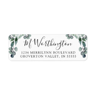 Eucalyptus Greenery Script Return Address Label