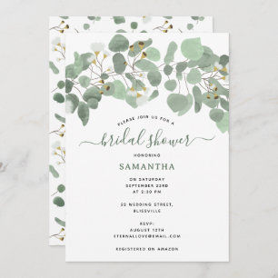 Eucalyptus Greenery Silver Dollar Bridal Shower Invitation