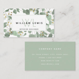 Eucalyptus Greenery Silver Dollar Gum Blossoms  Business Card