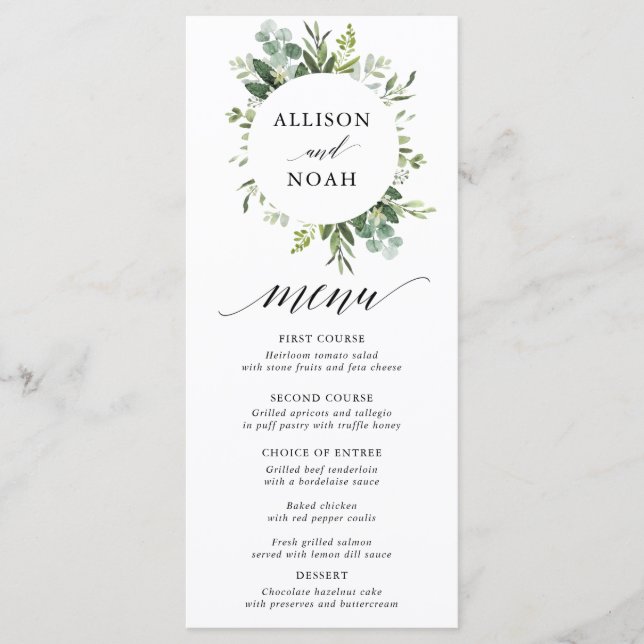 Eucalyptus greenery simple elegant menu (Front)