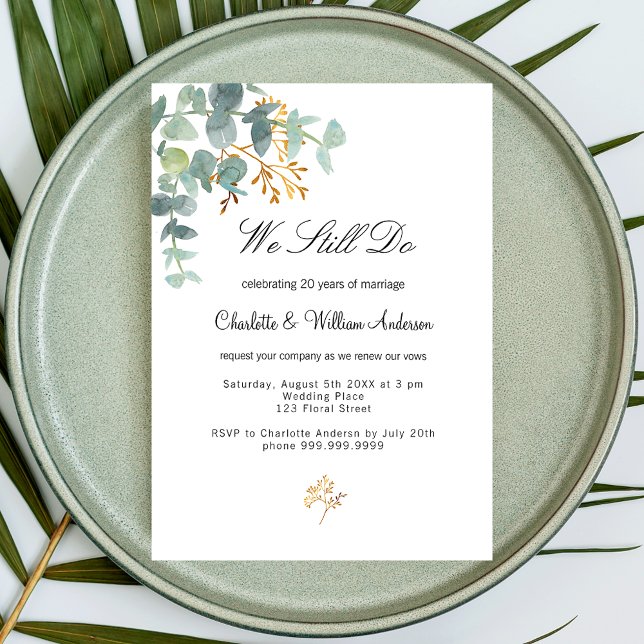 Eucalyptus greenery simple vow renewal luxury invitation (Creator Uploaded)