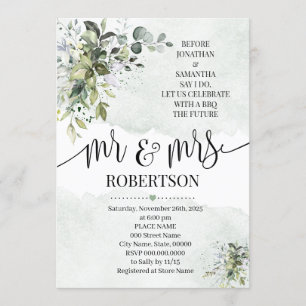 Eucalyptus greenery succulent before I do shower Invitation