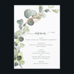 Eucalyptus Greenery Succulent Elegant Modern Menu<br><div class="desc">Eucalyptus Greenery Succulent Botanical Watercolor Spring Wedding Reception Lunch,  Dinner,  Brunch Menu on white background - includes beautiful and elegant script typography with modern botanical leaves and greenery for the special Wedding day celebration.</div>