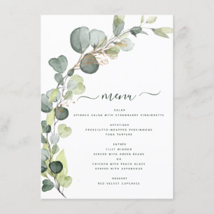 Eucalyptus Greenery Succulent Elegant Modern Menu