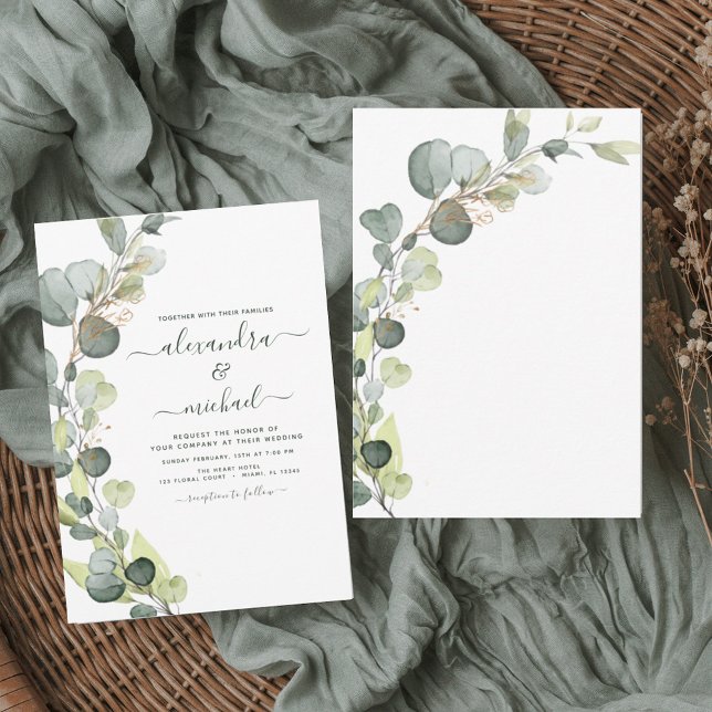 Eucalyptus Greenery Succulent Elegant Wedding Invitation (Creator Uploaded)