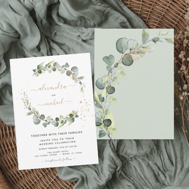 Eucalyptus Greenery Succulent Elegant Wedding Invitation (Creator Uploaded)