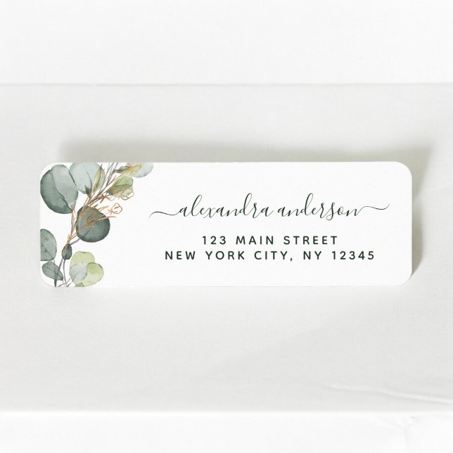 Eucalyptus Greenery Succulent Elegant Wedding Return Address Label (Creator Uploaded)