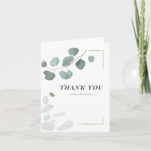 Eucalyptus Greenery Succulent Gold Frame Note Card
