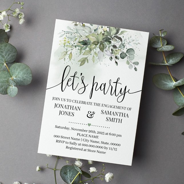 Eucalyptus greenery succulent party engagement invitation (Creator Uploaded)
