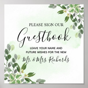 Eucalyptus Greenery Succulent Wedding Guestbook