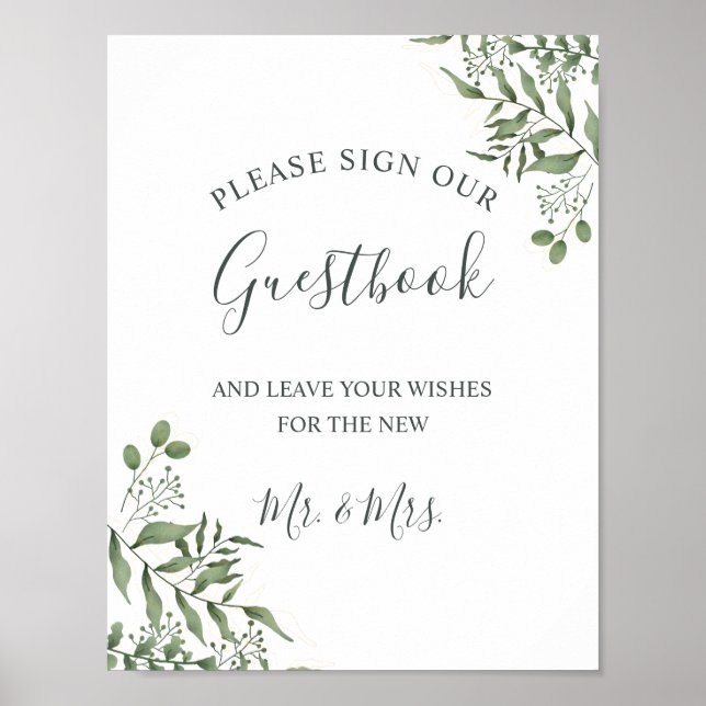 Eucalyptus Greenery Succulent Wedding Guestbook (Front)