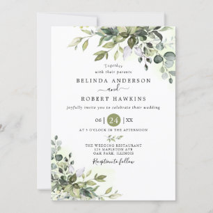 Eucalyptus Greenery Succulent Wedding Invitation