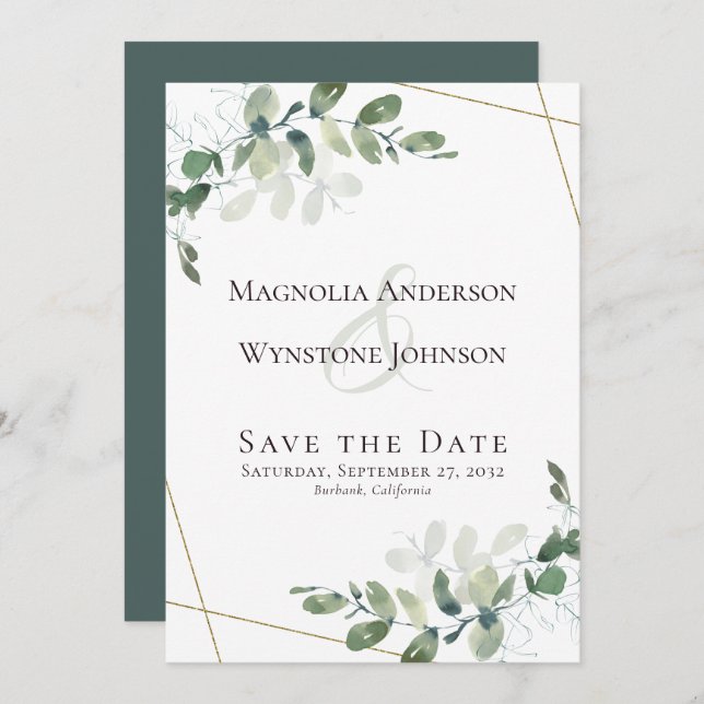 Eucalyptus Greenery Succulent Wedding Save The Dat Save The Date (Front/Back)