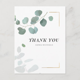 Eucalyptus Greenery Succulents Gold Frame Postcard