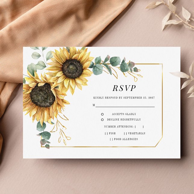 Eucalyptus Greenery Sunflower Geometric Gold RSVP (Creator Uploaded)