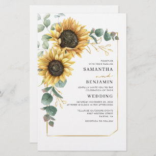 Eucalyptus Greenery Sunflower Wedding Invitation