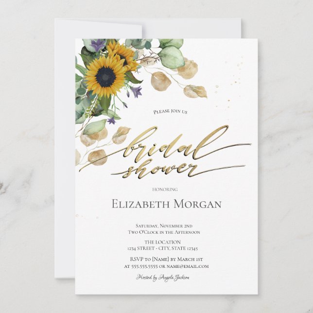  Eucalyptus Greenery Sunflowers Bridal Shower  Invitation (Front)