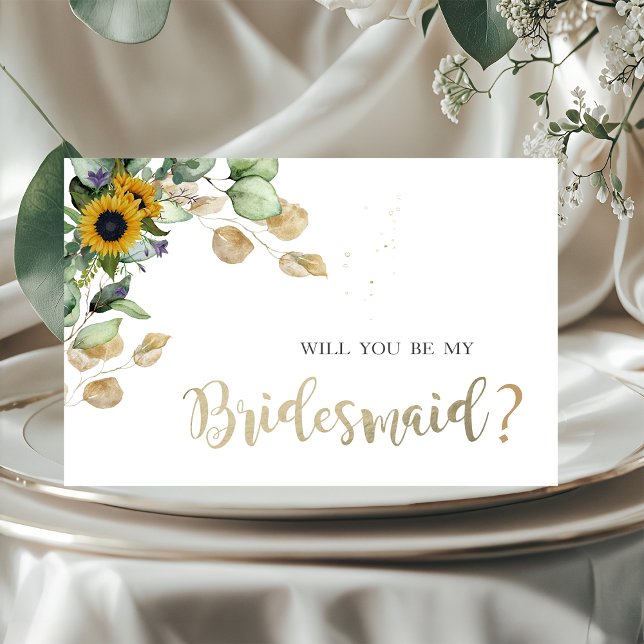  Eucalyptus Greenery Sunflowers Bridesmaid Card (Creator Uploaded)