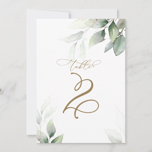 Eucalyptus Greenery Table 2 Wedding Table Number (Front)