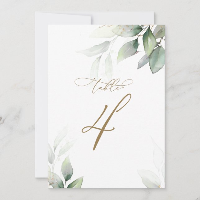 Eucalyptus Greenery Table 4 Wedding Table Number (Front)