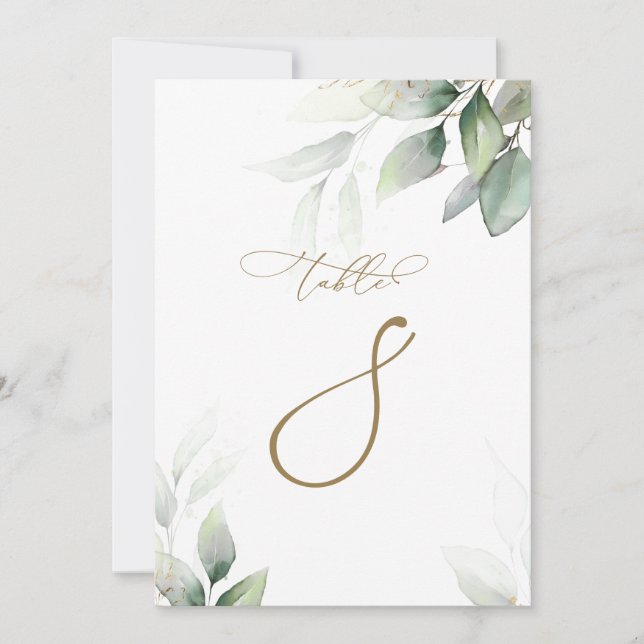 Eucalyptus Greenery Table 8 Wedding Table Number (Front)