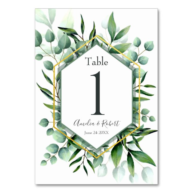 Eucalyptus Greenery Table Number (Front)