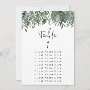 Eucalyptus Greenery Table Number 1 Seating Chart  