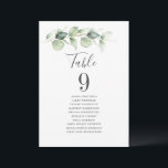 Eucalyptus Greenery Table Number 9 Seating Chart<br><div class="desc">Plan your wedding reception with precision, from save the date, to day of the wedding events like the reception and seating arrangements with these botanical eucalyptus leaves table number seating chart cards. Simple plug in the names of the guests and the table numbers. This way, the wedding party will arrive...</div>