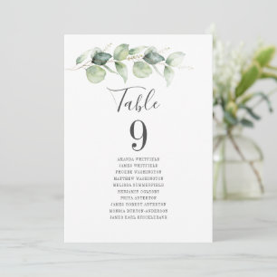 Eucalyptus Greenery Table Number 9 Seating Chart