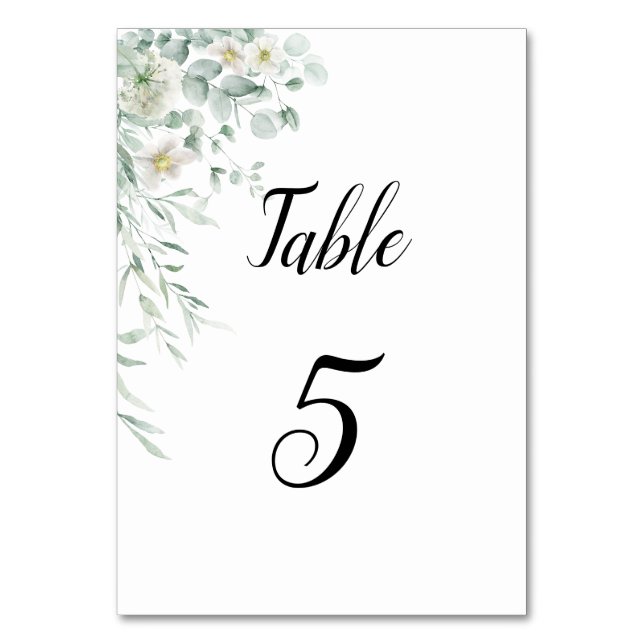 Eucalyptus Greenery Table Number Card (Front)