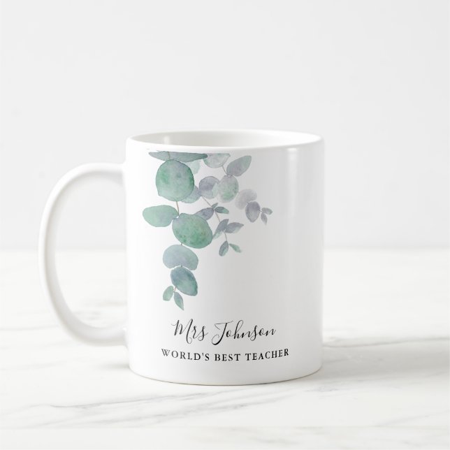 Eucalyptus Greenery Teacher's  Coffee Mug (Left)