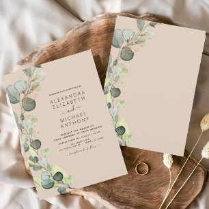 Eucalyptus Greenery Terracotta Elegant Wedding Invitation