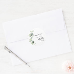 Eucalyptus Greenery Thank You Bridal Shower Classic Round Sticker