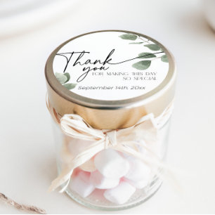 Eucalyptus Greenery Thank You sage green Classic Round Sticker