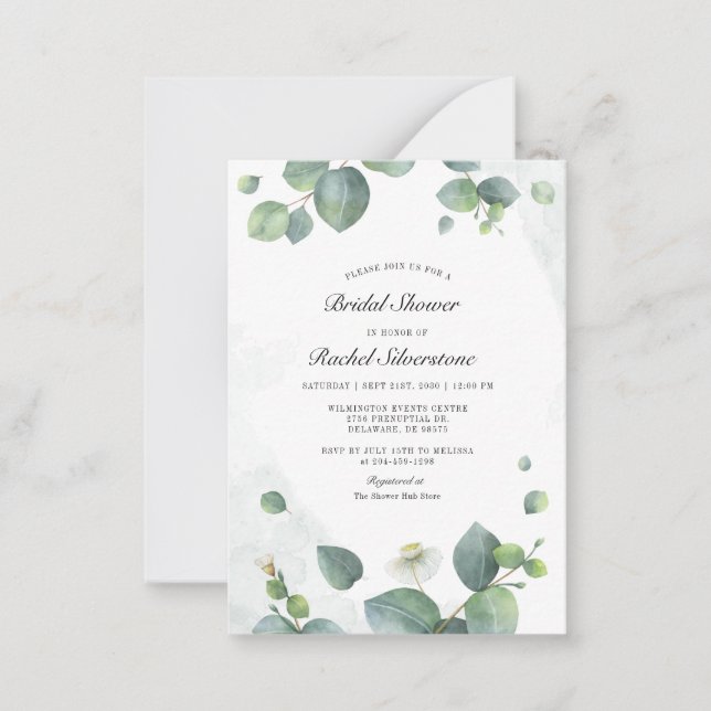 Eucalyptus Greenery Watercolor Bridal Shower Card (Front)