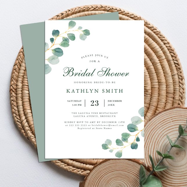 Eucalyptus Greenery Watercolor Bridal Shower Invitation (Creator Uploaded)