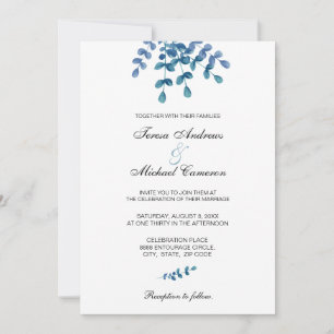 Eucalyptus Greenery Watercolor Chic Wedding Invitation
