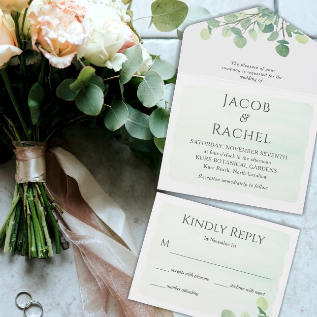 Eucalyptus Greenery Watercolor Wedding All In One Invitation (Creator Uploaded)