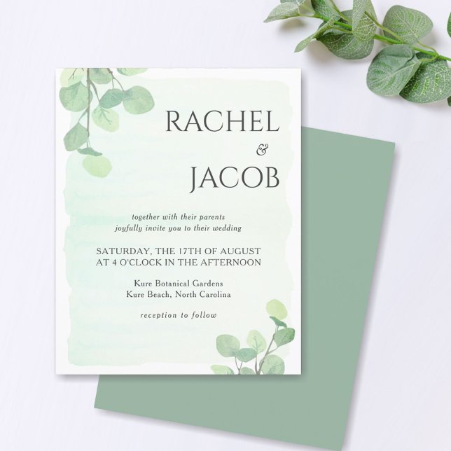 Eucalyptus Greenery Watercolor Wedding Invitation (Creator Uploaded)